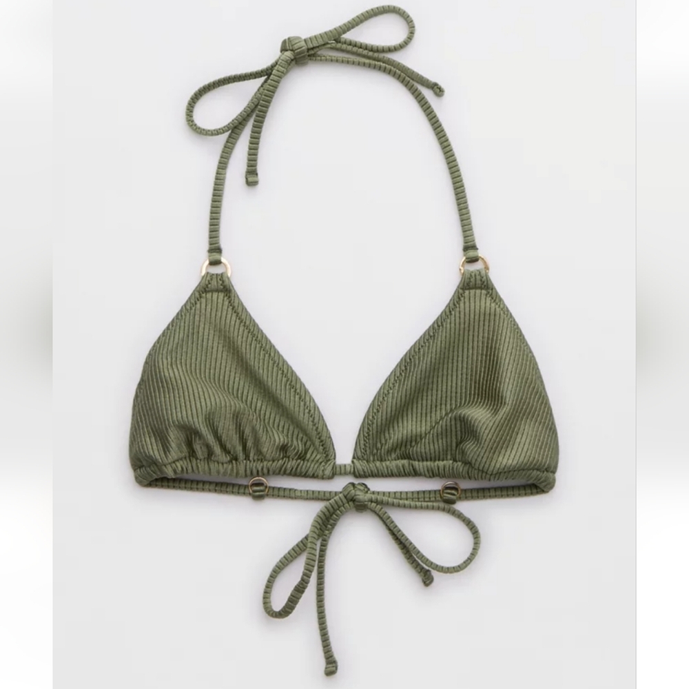NWT Aerie Shine Rib String Triangle Bikini Top